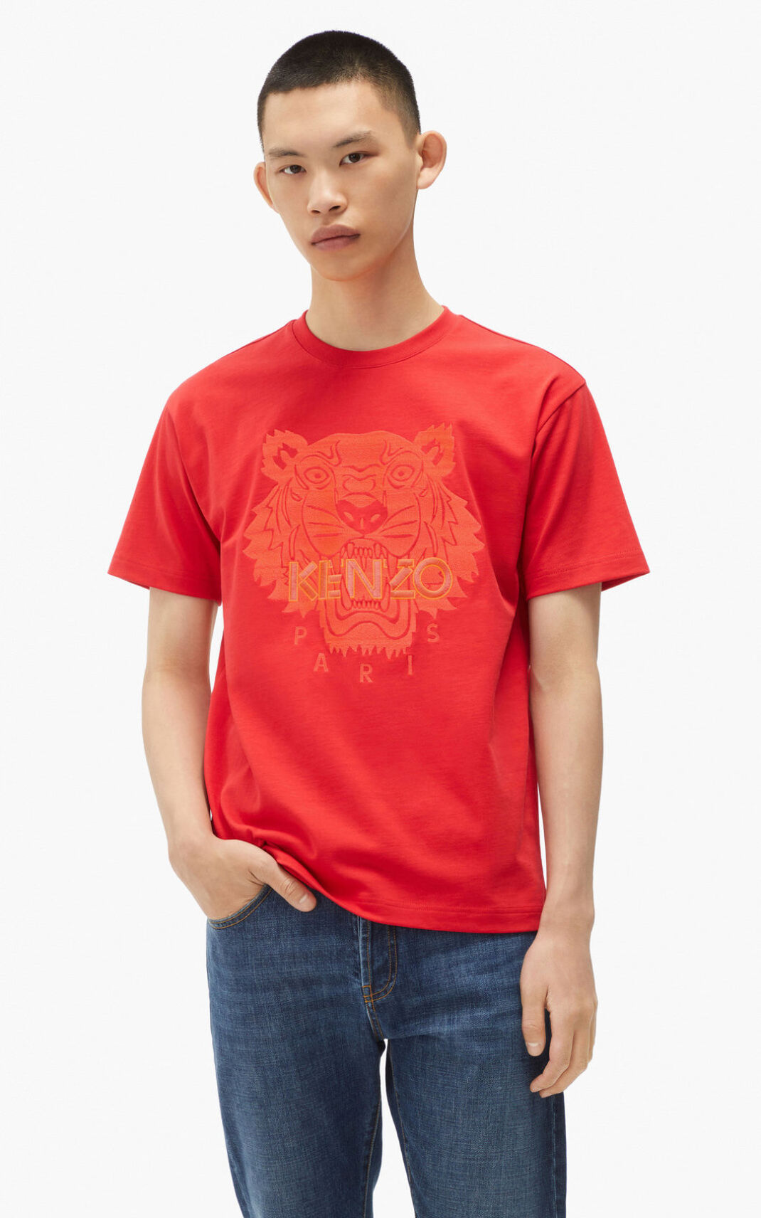 Kenzo Tiger loose fitting Majice Muške - Crvene - Hrvatska BUXCTL261